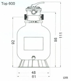 pieskovy filter s hornym ventilom 600mm