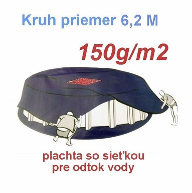 Krycia plachta tažká - 150g/m² - kruh 6,20m so sieťou